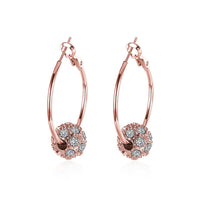 Rose Gold Platinum Plated  Earrings Drop Dangle AAA Zirconia French Clip.4" L242