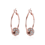 Rose Gold Platinum Plated  Earrings Drop Dangle AAA Zirconia French Clip.4" L242