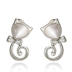 Rose Gold Plated Earrings Stud Push Back Cat .48" L263
