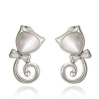 Rose Gold Plated Earrings Stud Push Back Cat .48" L263