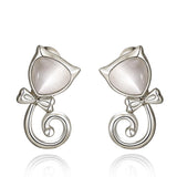 Rose Gold Plated Earrings Stud Push Back Cat .48" L263