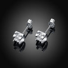 Rose Gold Platinum Plated Earrings Stud AAA Zirconia Push Back .24" L323