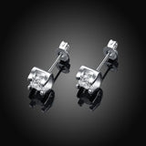 Rose Gold Platinum Plated Earrings Stud AAA Zirconia Push Back .24" L323
