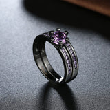 Gold Plated Black Gunmetal P Fashion Set Ring AAA Zirconia Women  B318