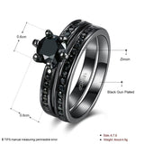 Gold Plated Black Gunmetal P Fashion Set Ring AAA Zirconia Women  B318