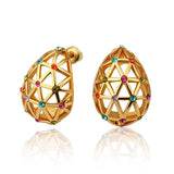 Rose Gold Platinum Plated  Earrings Stud AAA Zirconia Push Back .56" L312