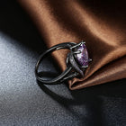 Gold Plated Black Gunmetal P Fashion Ring Red AAA Zirconia Women Heart B314