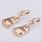Platinum Plated Earrings Drop Dangle Zirconia Fish Hook Feet Foot .52" L248