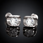 Rose Gold Platinum Plated Earrings AAA Zirconia Push Back .28" L258