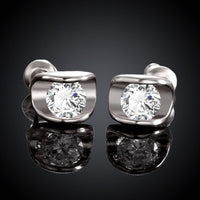 Rose Gold Platinum Plated Earrings AAA Zirconia Push Back .28" L258