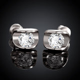 Rose Gold Platinum Plated Earrings AAA Zirconia Push Back .28" L258