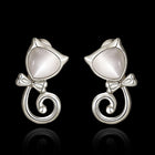 Rose Gold Plated Earrings Stud Push Back Cat .48" L263