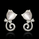 Rose Gold Plated Earrings Stud Push Back Cat .48" L263