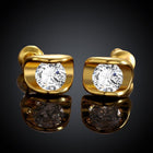 Rose Gold Platinum Plated Earrings AAA Zirconia Push Back .28" L258