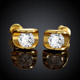 Rose Gold Platinum Plated Earrings AAA Zirconia Push Back .28" L258
