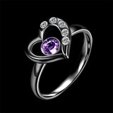 Stainless Steel Fashion Ring AAA Zirconia Women Heart B456