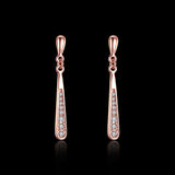 White /Rose Gold Platinum Plated Earrings AAA Zirconia Push Back  .2" L273