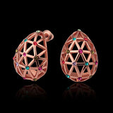 Rose Gold Platinum Plated  Earrings Stud AAA Zirconia Push Back .56" L312