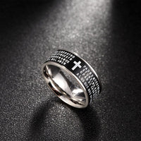 Stainless Steel Fashion Ring Black Women Cross Prayer B457