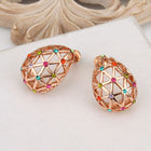 Rose Gold Platinum Plated  Earrings Stud AAA Zirconia Push Back .56" L312