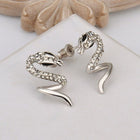 Rose Gold Platinum Plated  Earrings Stud AAA Zirconia Push Back Snake .48" L313