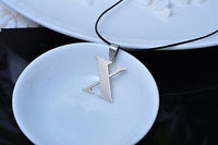 Stainless Steel Leather Necklace Pendant Lover Letter Initial Alphabet