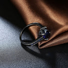 Gold Plated Black Gunmetal  P Fashion Ring AAA Zirconia Women B315