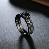 Gold Plated Black Gunmetal P Fashion Set Ring AAA Zirconia Women  B318