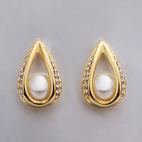 Rose Gold Platinum Plated  Earrings Stud AAA Zirconia Push Back Drop .52" L288