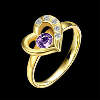 Stainless Steel Fashion Ring AAA Zirconia Women Heart B456