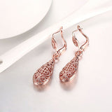 Rose Gold Platinum Plated Earrings Drop Dangle French Pierced .36" L243