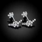 Rose Gold Platinum Plated  Earrings AAA Zirconia Push Back Flowers .72" L224