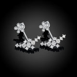 Rose Gold Platinum Plated  Earrings AAA Zirconia Push Back Flowers .72" L224