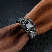 Gold Plated Black Gunmetal P Fashion Set Ring AAA Zirconia Women B322