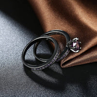 Gold Plated Black Gunmetal P Fashion Set Ring AAA Zirconia Women  B318