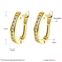 Gold Platinum Plated  Earrings Huggie Hoop AAA Zirconia Leverback .12" L207