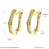 Gold Platinum Plated  Earrings Huggie Hoop AAA Zirconia Leverback .12" L207