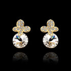 Rose Gold Platinum Plated Earrings Stud AAA Zirconia Push Back .4" L296
