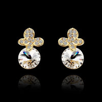 Rose Gold Platinum Plated Earrings Stud AAA Zirconia Push Back .4" L296