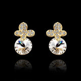 Rose Gold Platinum Plated Earrings Stud AAA Zirconia Push Back .4" L296