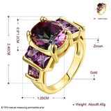 Rose Gold Plated Fashion Ring Purple AAA Zirconia Women B250