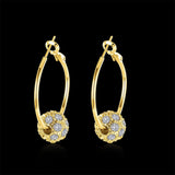 Rose Gold Platinum Plated  Earrings Drop Dangle AAA Zirconia French Clip.4" L242