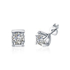 Rose Gold Platinum Plated Earrings Stud AAA Zirconia Push Back .24" L323