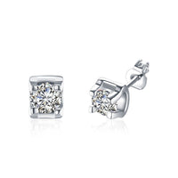 Rose Gold Platinum Plated Earrings Stud AAA Zirconia Push Back .24" L323