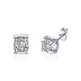 Rose Gold Platinum Plated Earrings Stud AAA Zirconia Push Back .24" L323