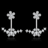 Rose Gold Platinum Plated Earrings AAA Zirconia Push Back Flowers .52" L225
