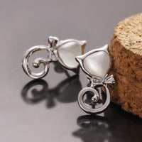Rose Gold Plated Earrings Stud Push Back Cat .48" L263