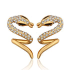 Rose Gold Platinum Plated  Earrings Stud AAA Zirconia Push Back Snake .48" L313