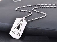 Stainless Steel Leather Necklace Pendant Lover Letter Initial Alphabet