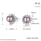 Platinum Plated Purple Fuchsia Earrings Stud Synthetic Pearl Push Back l165